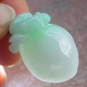 Certificate Jadeite Jade Hand Carved Grade A Natural Green Pendant Bat Peach
